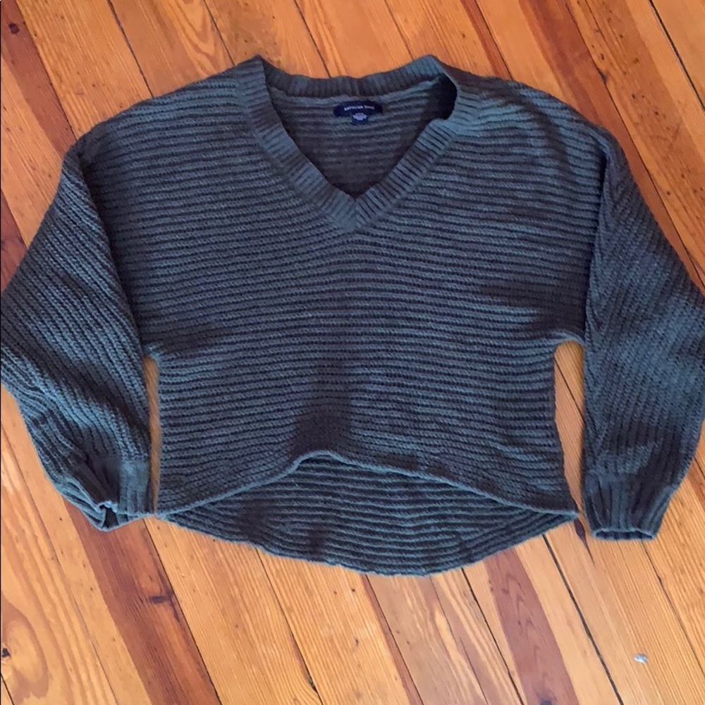 cropped green knit sweater